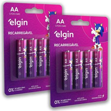 Imagem de Pilha Recarregavel Aa Elgin Bateria 2A 2700Mah Pequena Kit 8 Unidades