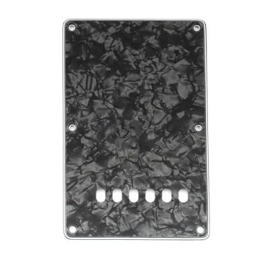 Imagem de Musiclily 6 Furos Escudo Traseiro Back Plate para Guitarra China Made Squier, 4 Camadas Preto Perolado
