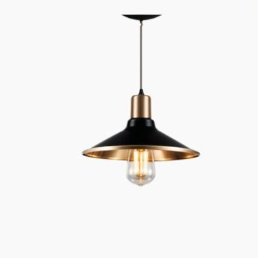 Imagem de Pendente Alumínio Retro Preto FoscoXCobre P/1 Lâmpada E-27 13,5X25CM Ref.15012 - Nobre Luminárias Nobre Luminárias