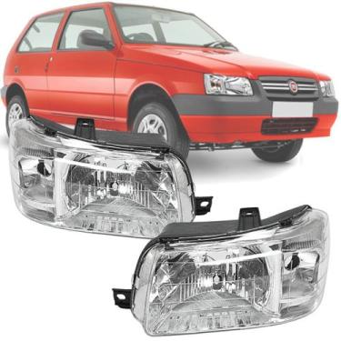 Imagem de Par Farol Mascara Fundo Cromado Direito e Esquerdo Fiat Uno Mille Fior