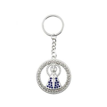 Imagem de Chaveiro Nossa Senhora Aparecida Aura Circular Dourada ou Prateada 4.7