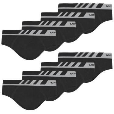 Imagem de Cueca Masculina Slip Lupo Microfibra Kit Com 8 Sem Costura, Preto, M