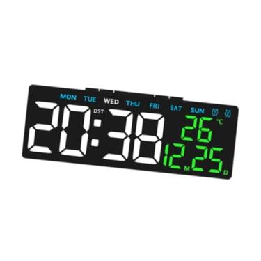 Imagem de IEUDNS Despertador digital versátil com dimmer de 3 níveis, relógio de mesa elétrico LED, relógio digital para banheiro, prateleira de mesa, mesa interna, Tempo Branco, Concha Preta