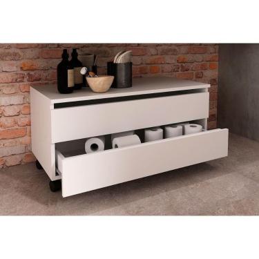 Imagem de Gabinete de Banheiro c/ Rodízio BN3603 s/ Cuba c/ 2 Gavetas 80cm Branco - Tecno Mobili