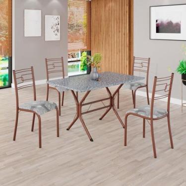 Imagem de Conjunto Sala de Jantar Mesa Retangular 100x60cm Tampo Granito Ocre 4 