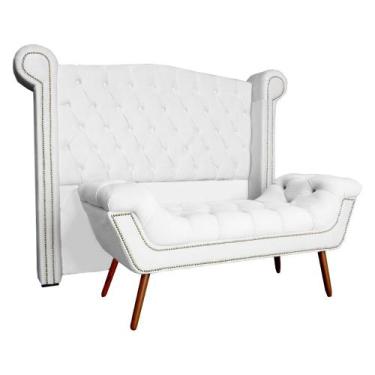 Imagem de Conjunto Sienna Cabeceira e Recamier King 195 Cm Corano Branco - LM DE