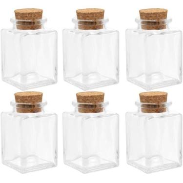 Imagem de 6 Mini Potes de Vidro Porta Temperos com Tampa de Rolha Lembrancinha Q