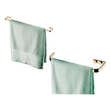 Imagem de Kit Acessórios Lavabo Porta Toalha Banho 60 Cm Rosto Dourado - Future 