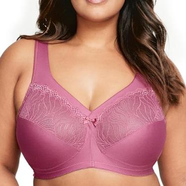Imagem de Glamorise Sutiã feminino plus size MagicLift Natural Support sem aro #1010, Vermelho violeta, 42G