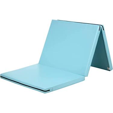 Imagem de KaRaDaStyle Tapete de ginástica tapetes dobráveis elásticos 180 cm x 78 cm x 5 cm exercício treino muscular crianças brincam horizontal tapete de barra esportes ioga à prova de som uso doméstico (azul água)