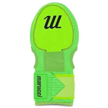 Imagem de MARUCCI Luva deslizante para adultos, preto/verde neon, proteção total para mão direita e esquerda, luva deslizante de neoprene de beisebol, alça de pulso, orifícios duplos para polegar, 1 luva