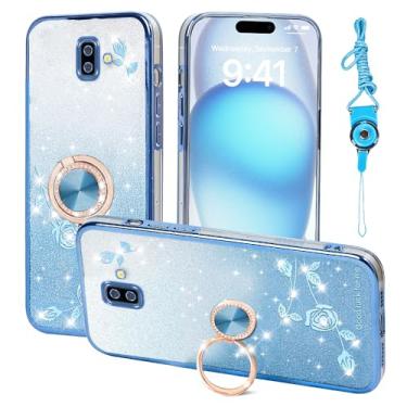 Imagem de Nouxwerx Capa para celular Samsung J6 Plus 2018, capa para J6+ capa protetora à prova de choque de TPU macio fino rosa para meninas e mulheres com alça de suporte de anel capa protetora à prova de