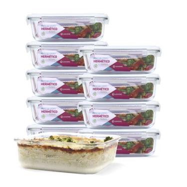 Imagem de KIT 10 Potes de Vidro Retangular com Tampa Hermética 1520ml - U4home, 