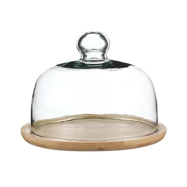 Imagem de ＫＬＫＣＭＳ Suporte de bolo com cúpula de vidro, prato de servir sobremesa, prato de bolo, armazenamento de pão, suporte de placa de exibição de bolo para, para bolo de 8 polegadas