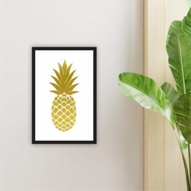 Imagem de Quadro 30x20cm Abacaxi Dourado Moldura Vidro - DECORATIVA