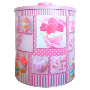 Imagem de Lata de Alumínio Multiuso Litografada Estampa Cupcakes 16,5x20cm - Mul