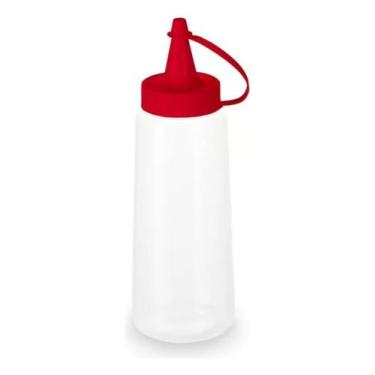 Imagem de Bisnaga Plastica Transparente Para Molhos Plasvale 400ml, Vermelho