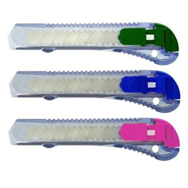 Imagem de Estilete Lardo de Plástico 3 Unidade Com Alta Durabilidade Lâmina 18mm