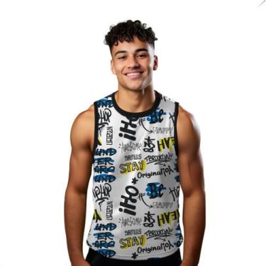 Imagem de Camiseta Regata Verão Estilo Moda Praia Original Stay Palavras Grafite