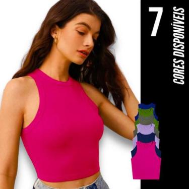 Imagem de CROPPED CANELADO Feminino Regata Blusinha Fitness Camiseta Academia Co