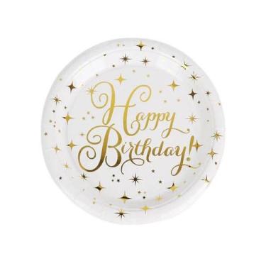 Imagem de Kit 10 Pratos Sobremesa 18cm Descartáveis de Luxo em Papel Para Festa 