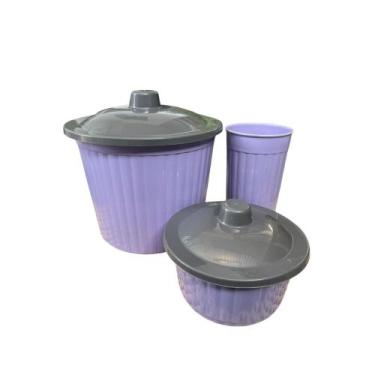 Imagem de Kit de pia lilás plástico polipropileno reforçado 3 item - BRASIL, Rox