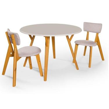 Imagem de Conjunto Sala de Jantar 2 Cadeira Mesa Redonda 90cm - Essencial Estofa