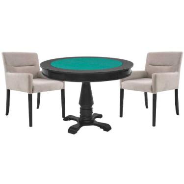 Imagem de Mesa de Jogos Carteado Victoria Redonda Tampo Reversível Preto com 2 C
