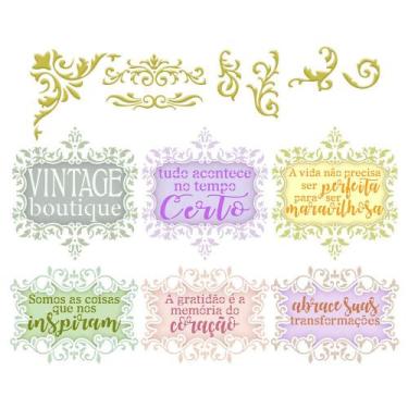 Imagem de Stencil Pintura Selos Vintage 34,4x21cm St-435 Litoarte