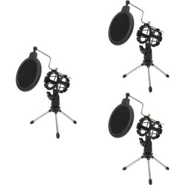 Imagem de Kit 3 Tripé Com Pop Filter Suporte Pedestal Pequeno De Mesa - Waver, P