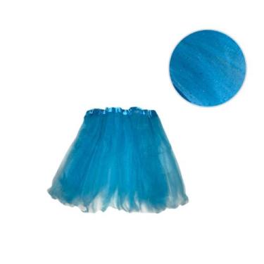 Imagem de Saia Tule Azul C/ Glitter 37 cm Carnaval Festa Fantasia - 7 lobos