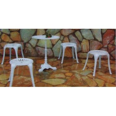 Imagem de Conjunto Para Jardim Itália Com Mesa de Pé Central e Banquetas em Alum