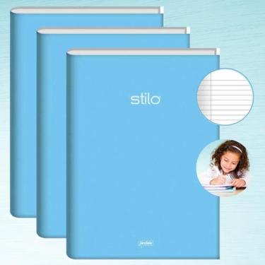 Imagem de Kit 3un Caderno Brochura Capa Dura Grande com Pauta 80fls Tons Pasteis