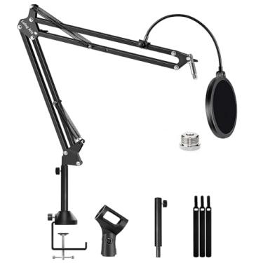 Imagem de Luling Arts Braço De Microfone Quadcast, Braço De Lança Suspenso Suporte De Microfone Suporte De Mesa Com Adaptador Filtro Pop De Alto Perfil Para Hyperx S Quadcast Azul Yeti Shure Sm7B Rode Razer Sei