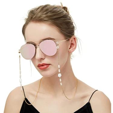 Imagem de Lindo Corrente de óculos de moda realista corrente de óculos de rosa para mulheres óculos de olho ajustáveis ​​corrente de acessórios com corrente de máscara de pérola Acessórios