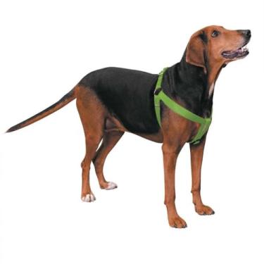 Imagem de Arreio de nylon Guardian Gear com 2 passos para cães com clipe giratório banhado a níquel, serve para bustos de 38 a 63 cm, preto