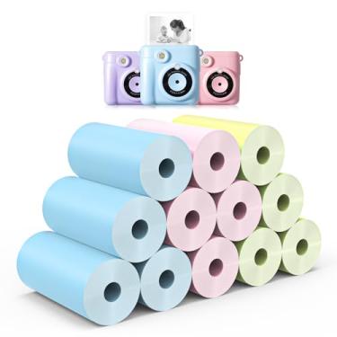 Imagem de Câmera de impressão instantânea de 12 rolos para crianças, refil de papel de impressão - Rolos de papel de impressão térmica Hikkon Impressão HD para a maioria das crianças - Apenas papel (rosa, azul,