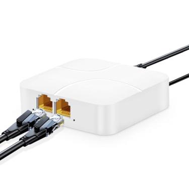 Imagem de YuLinca Divisor Ethernet de 1 a 2 Gigabit, 100/1000 Mbps, Hub de rede RJ45 Internet LAN Splitter com cabo USB, para cabos Cat5/5e/6/7/8