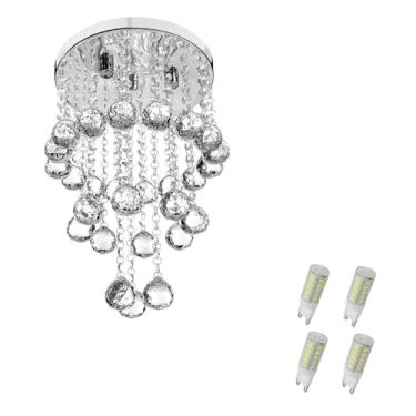 Imagem de Lustre Pendente De Cristal Legitimo Classic Round Long 25 com Lâmpadas 6000K (Branca Fria)