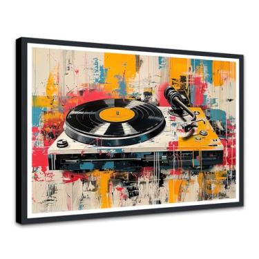 Imagem de Novatique Arte de parede em tela emoldurada disco de vinil arte de parede álbum de música imagem impressão em tela retrô pôster de música decoração de quarto pronto para pendurar para quarto