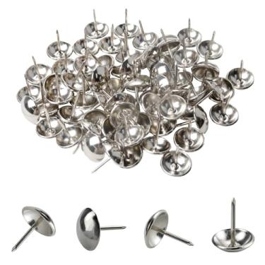 Imagem de bociloy 200 peças de tachas de estofamento de 5/20.3 cm pinos de pregos de móveis, tachas decorativas de móveis de 16 × 20 mm, pino de polegar de cabeça redonda DIY para móveis estofados, placa de