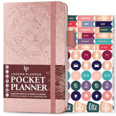 Imagem de Legend Planner Bolso – Diário e calendário de objetivos mensais e semanais sem data para produtividade, mini organizador de vida perfeito para bolsa, tamanho: 8,9 cm x 15,7 cm capa dura - ouro rosa