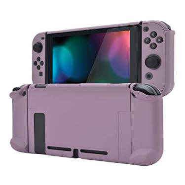 Imagem de eXtremeRate PlayVital Capa traseira para console Nintendo Switch, protetor portátil separado capa dura para NS Joycon, capa protetora acoplável personalizada para Nintendo Switch - Violeta cinza-escuro