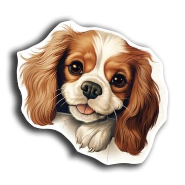 Imagem de Adesivos adesivos de cachorro espiando - 20 raças de cães - adesivos fofos para janela de carro e para-choque - Decalques de vinil à prova d'água para amantes de cães de 12 cm (Cavalier King Charles)