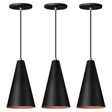 Imagem de Kit 3 Pendente Lustre Luminária Cone Preto