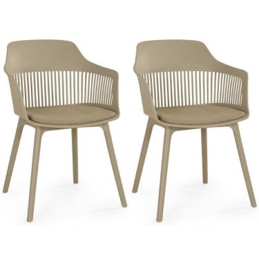 Imagem de Kit 2 Cadeiras De Jantar Estofada Marcela - Nude Escuro