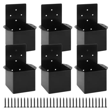 Imagem de ZOBGOWE 6 peças de suporte de pérgola, 10 cm x 10 cm (real 8,9 cm x 8,9 cm), kit de suporte de montagem na parede, conectores DIY para postes de madeira, viga de trilhos de deck de pérgola