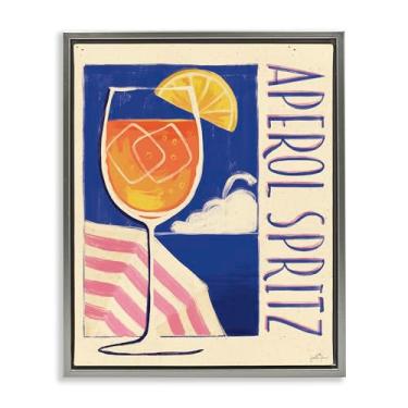 Imagem de Stupell Industries Arte de parede retrô Aperol Spritz cinza flutuante em tela emoldurada por Janelle Penner, 25 x 31