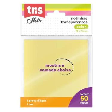 Imagem de Notinhas Adesivas Transparentes Tris Holic 50 folhas 2 modelos, Amarel