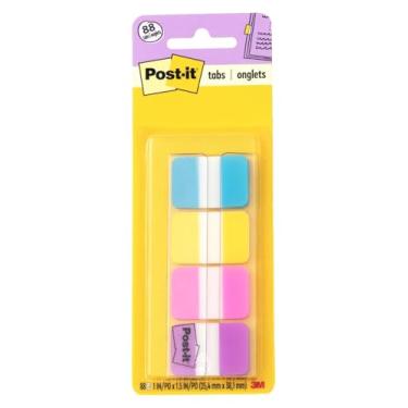 Imagem de Post-it Abas, 2,5 cm sólido, verde-água, amarelo, rosa, violeta, 22/cor, 88/dispensador (686-AYPV1IN)